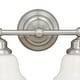 preview thumbnail 8 of 6, Huntley 2-Light 16 in. W Satin Nickel Farmhouse Bathroom Vanity Lighting Fixture, White Schoolhouse Milk Glass Globe Shade