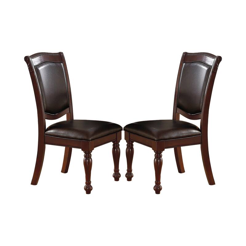 PU Upholstered Dining Chair, Dark Brown(Set of 2)