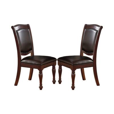 PU Upholstered Dining Chair, Dark Brown(Set of 2)