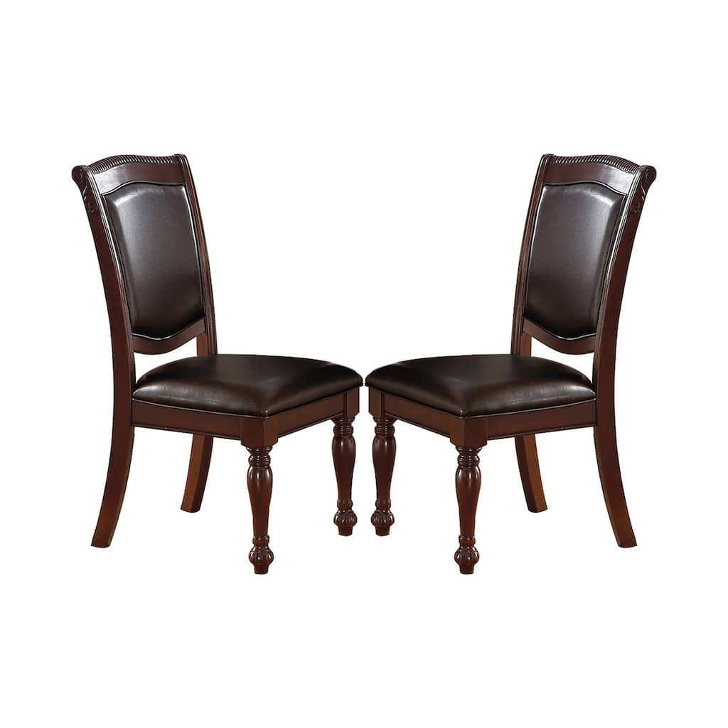 PU Upholstered Dining Chair, Dark Brown(Set of 2)