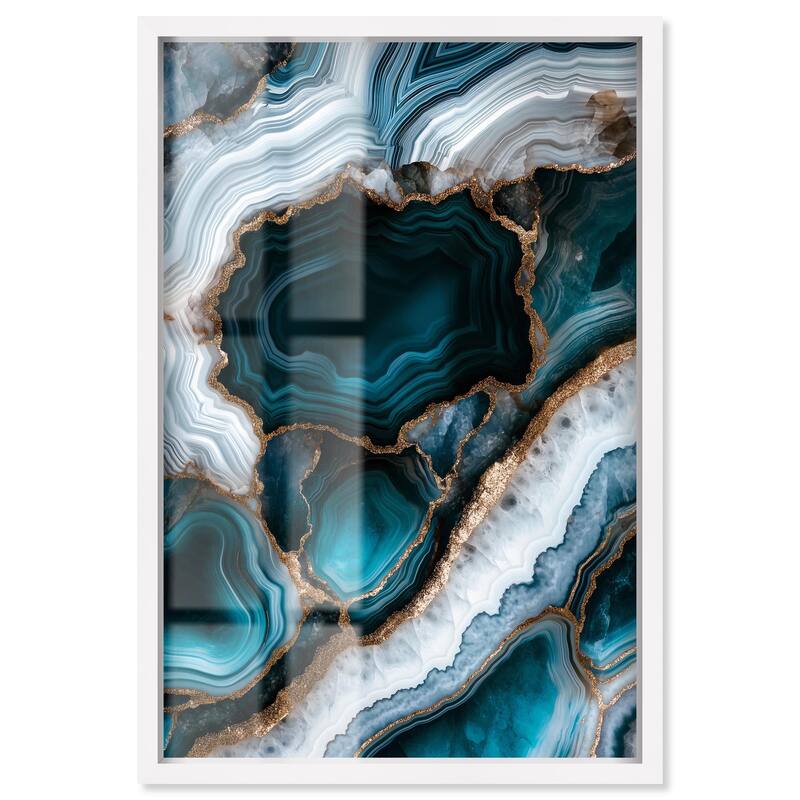 Teal Tectonic I Shadowbox by Art Remedy - White - 30" x 45"