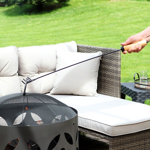 Sunnydaze Fire Poker 26" Steel Fireplace Fire Pit Accessory with Wood Handle