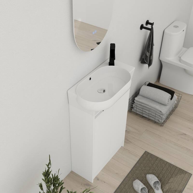 Bathroom Vanity With Sink In 16/18/23 Inch, Floating/Freestanding Bathroom Vanity With Soft Close Door