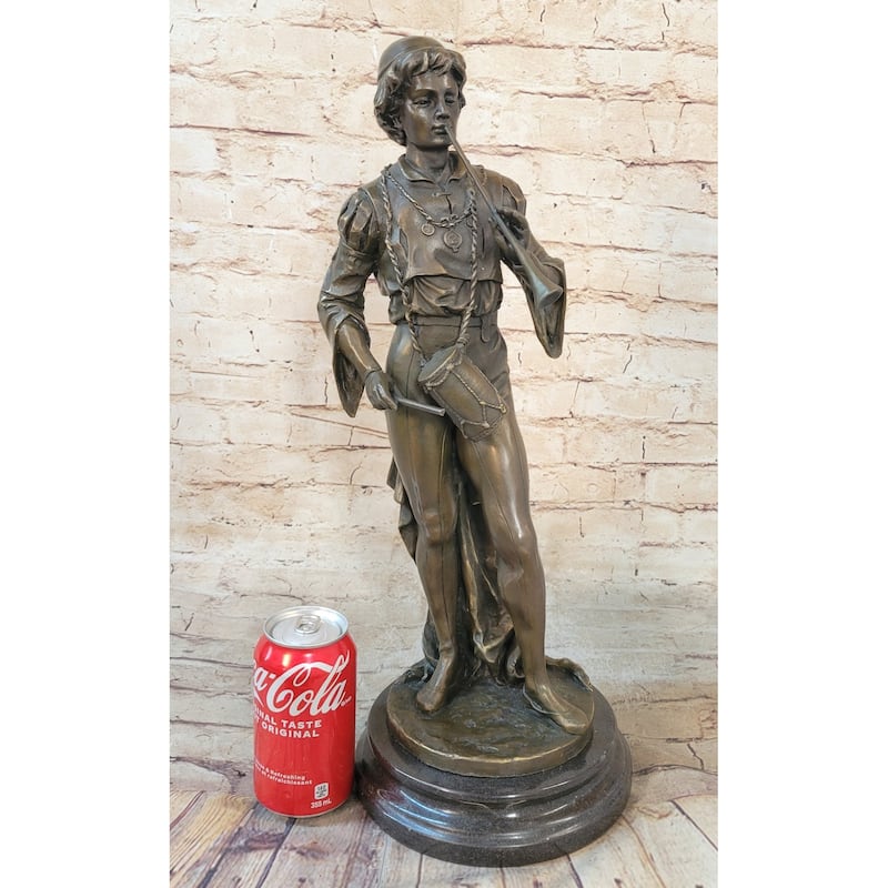 French Civil War Drummer Trumpeter Bronze Sculpture Figurine Statue Figure Art