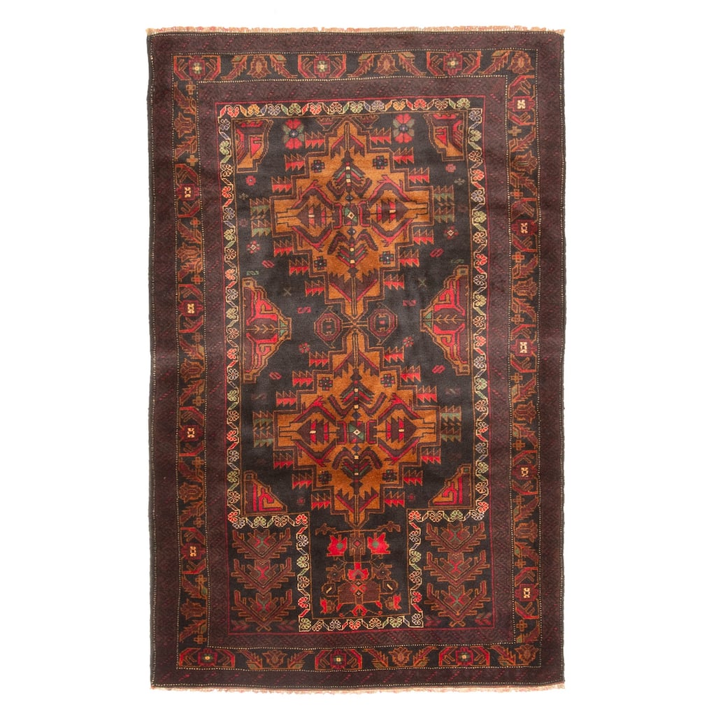 ECARPETGALLERY Hand-knotted Teimani Black Wool Rug - 3'1 x 5'0