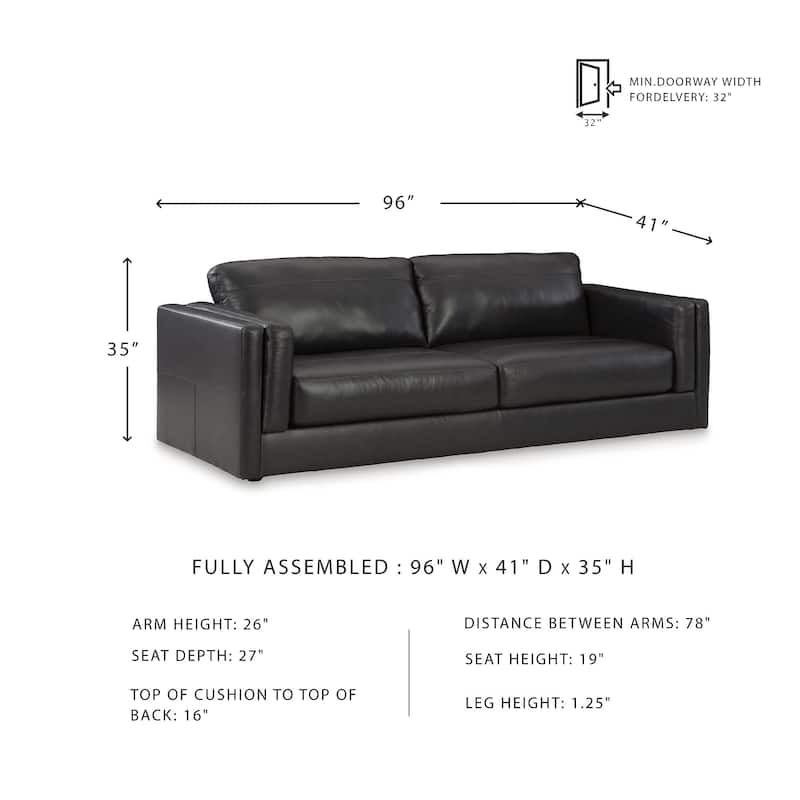 Signature Design by Ashley Amiata Onyx Sofa - 96"W x 41"D x 35"H
