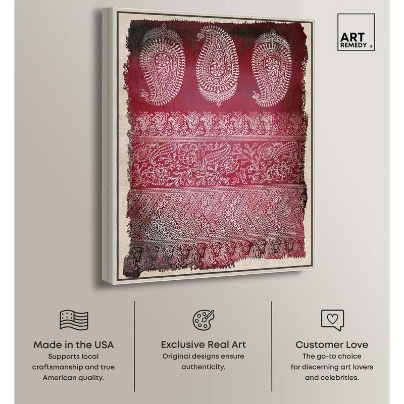 Burgundy Stamps Canvas by Art Remedy