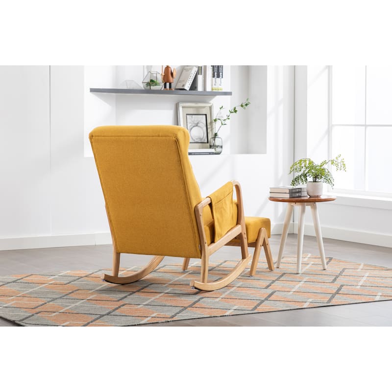 Rocking Chair With Ottoman Modern Upholstered Fabric Rocking Armchair