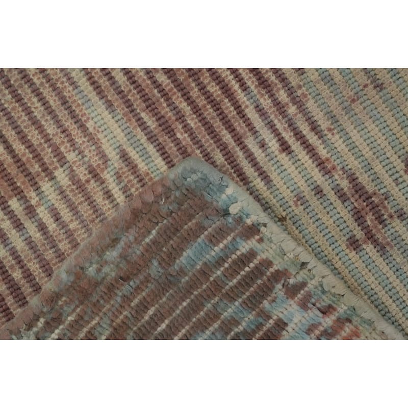 Hand Knotted Oriental Viscose Silk Carpet Modern Pictorial Multi-Colored Abstract Area Rug - 7' 7'' X 5' 6''