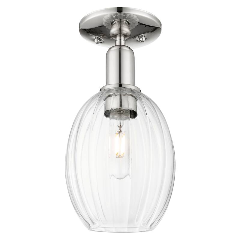Innovations Lighting Downtown Urban - Preston - 1 Light 6" Bulb Shade Semi-Flush Mount Light - Clear Shade/Polished Nickel