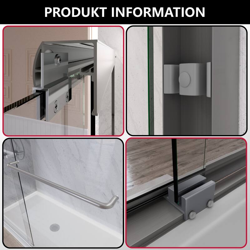 i-Homare 59'' W X 72'' H Semi-Frameless Double Sliding Shower Door with 2 Towel Bars