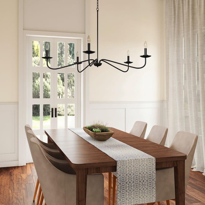 Black Transitional Dimmable 5-Light Candle Chandelier
