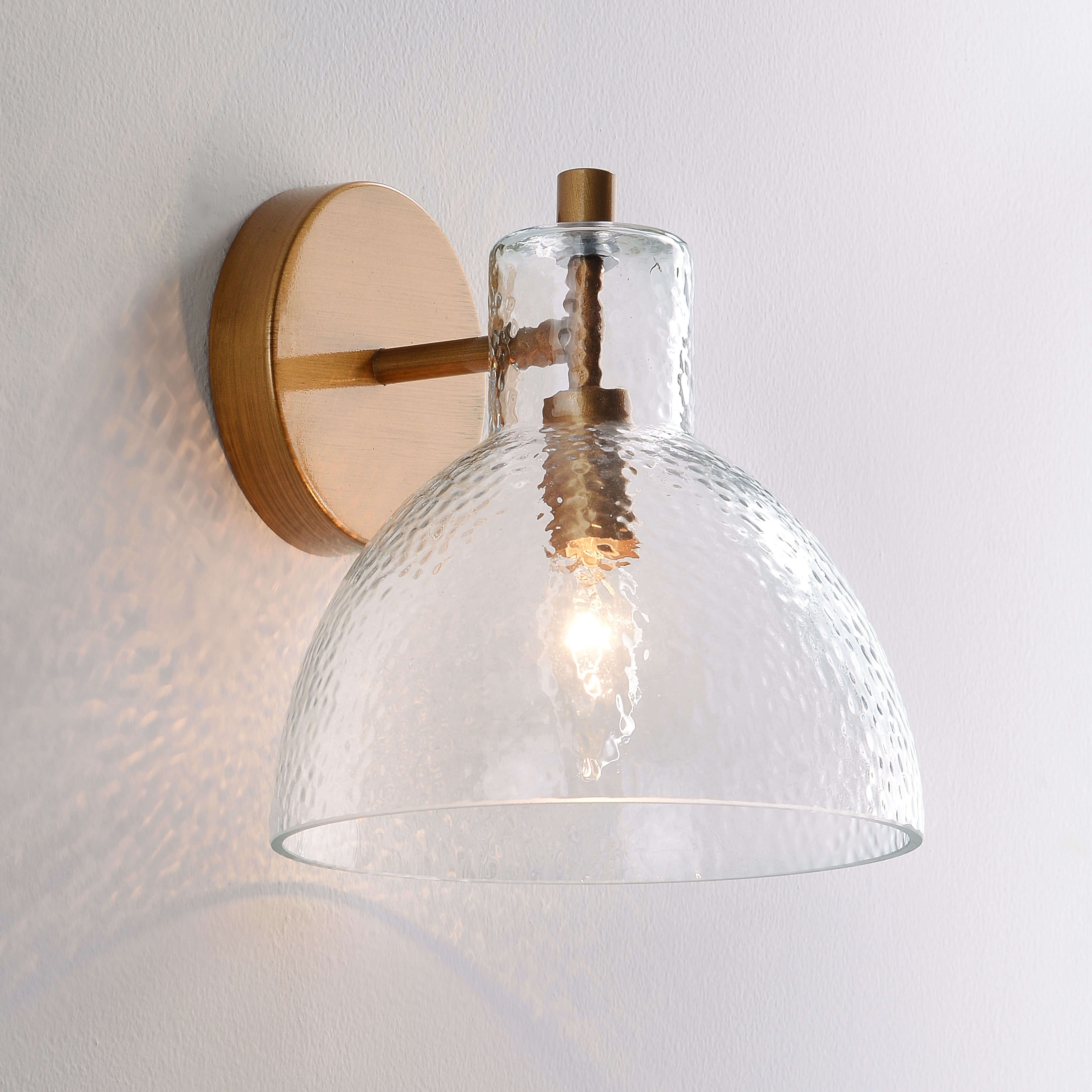 Jojospring Alda 1 Light Brushed Brass Clear Glass Bowl Shade Wall Sconce