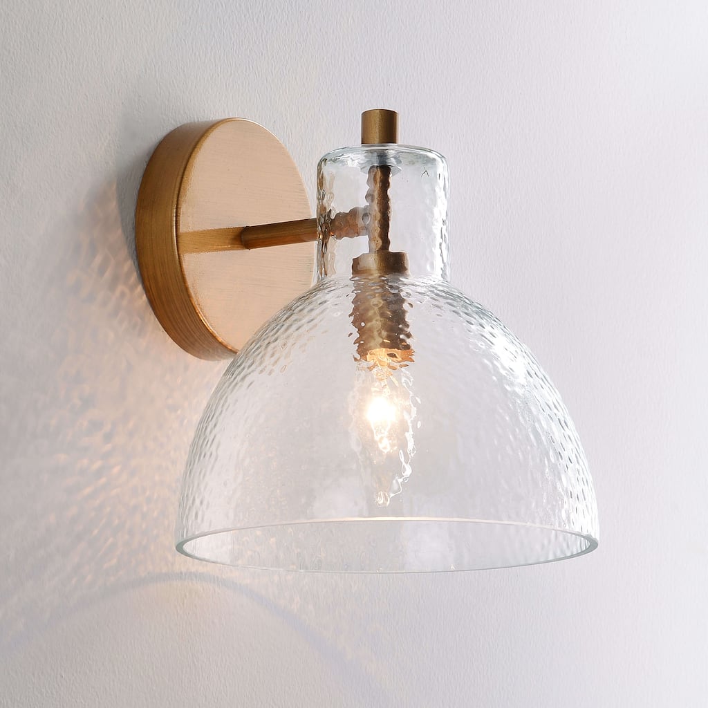 Alda 1 Light Brushed Brass Clear Glass Bowl Shade Wall Sconce