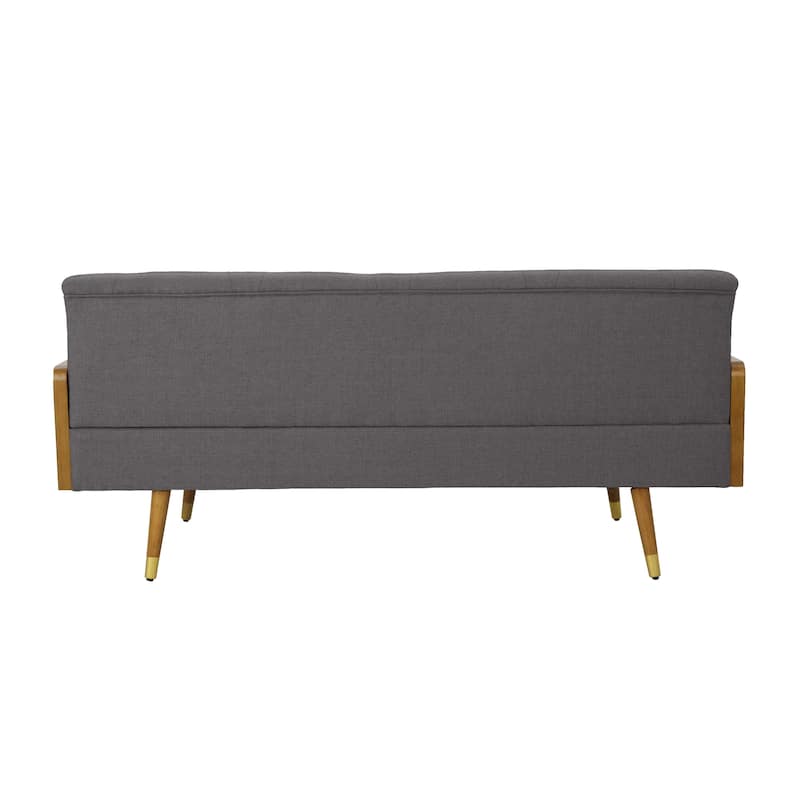 Sofa, 72 Inch, Contemporary Tufted Button Design, Dark Gray, Brown
