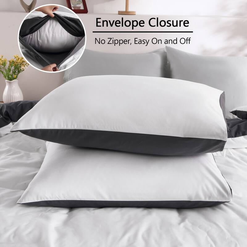 3 Piece Reversible Double Brushed Microfiber Duvet Cover Set