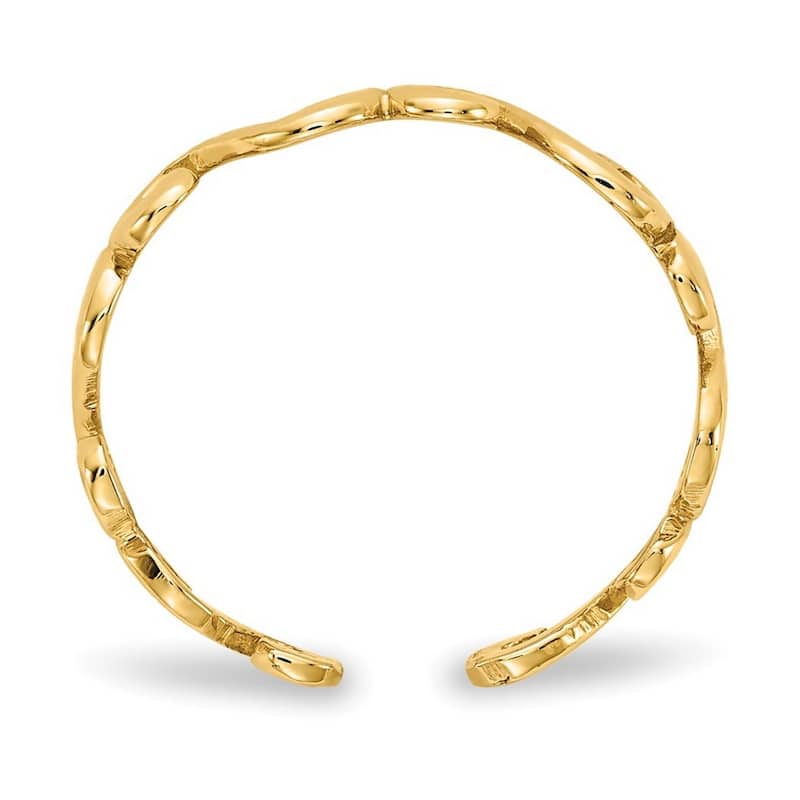 Curata Solid 10K Yellow Gold 4mm Swirl Art Deco Adjustable Toe Ring