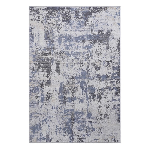 slide 2 of 10, LOOM & LUXE Collection Grey/Denim/Abstract Non-Shedding Area Rug 120" D x 93" W x 0.28" H