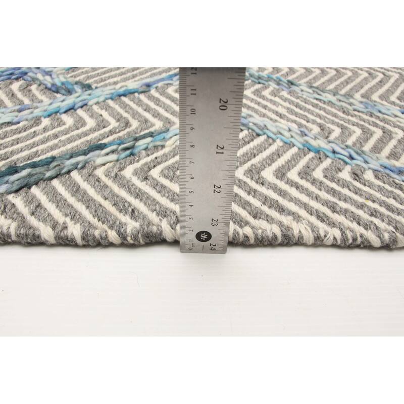 ECARPETGALLERY Braid weave Sienna Grey Wool Rug - 5'0 x 7'11