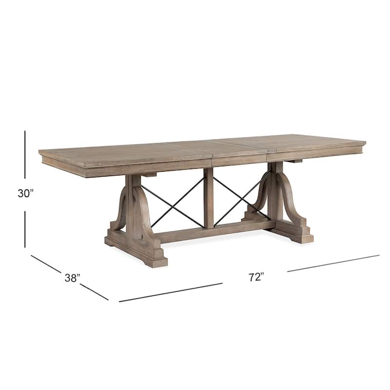 Magnussen Home Paxton Place Dovetail Grey Extendable Trestle Dining Table - 38''W x 72''D x 30''H