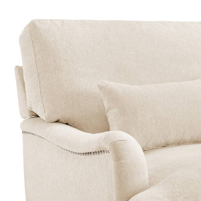 Modern Arm Accent Chair Upholstered Solid Wood Frame Accent Chairs with Lumbar Pillow for Living Room