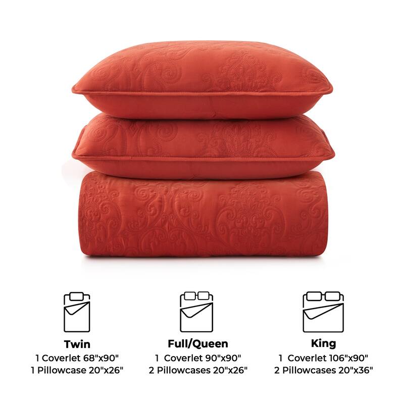 3-Piece Reversible Ultra Lighweight Coverlet Premium Microfiber Bedspread Quilt Set