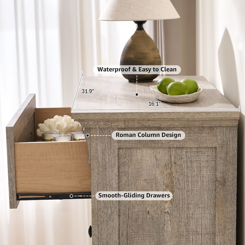 Farmhouse 5 Drawers Dresser, Wood Rustic Chest of Drawers for Bedroom
