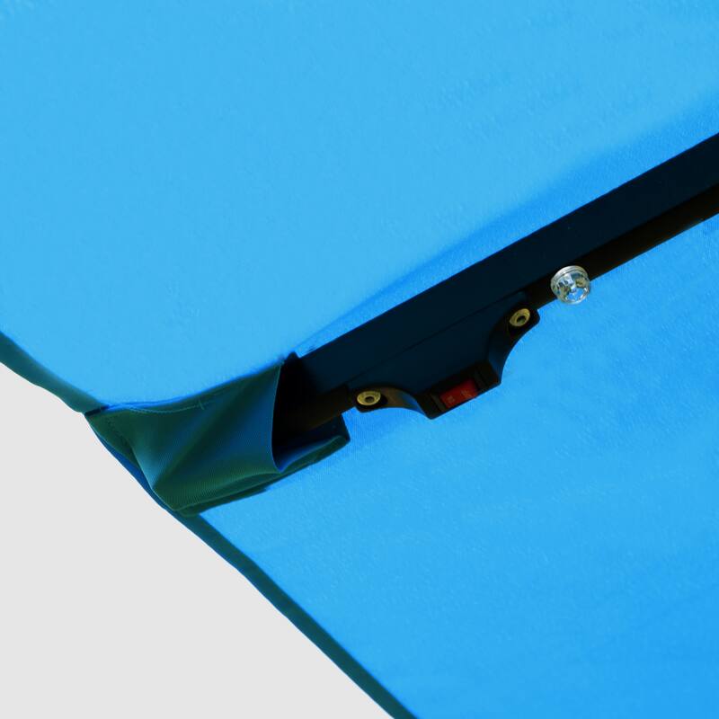 15x9 ft Large Double-Sided Rectangular Outdoor Twin Patio Market Umbrella with light and base- blue