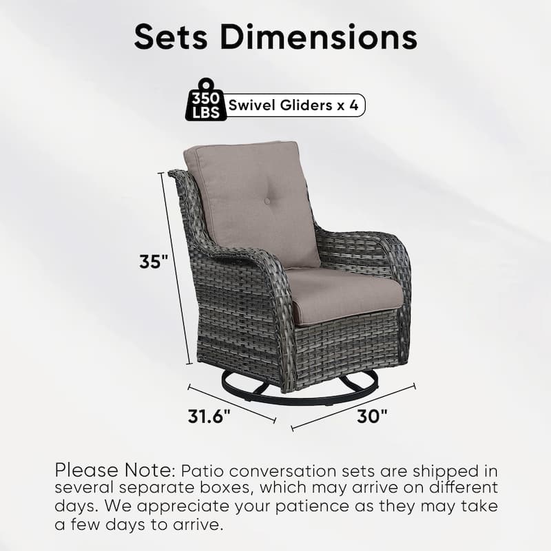 Pocassy 4 Pieces Outdoor 4 Inch Swivel Glider Chairs
