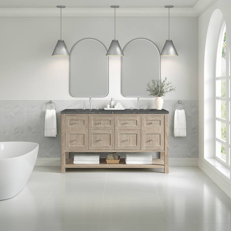 Breckenridge 60" Double Vanity, Whitewashed Oak - 60D