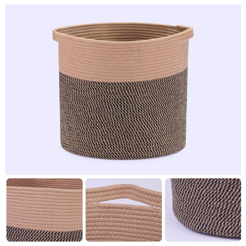 Woven Storage Bin with Hidden Handles, Shelf Closet Storage Basket for Clothes, Blankets, Organizer Bin for Living Room