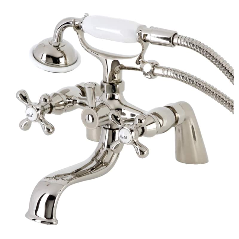 Kingston Brass Deck Mount Clawfoot Tub Faucet with Hand Shower - Polished Nickel