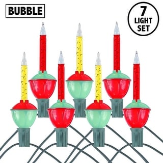 7 Light Traditional Christmas Bubble Light Set, Red and Yellow Liquid, 7 Feet