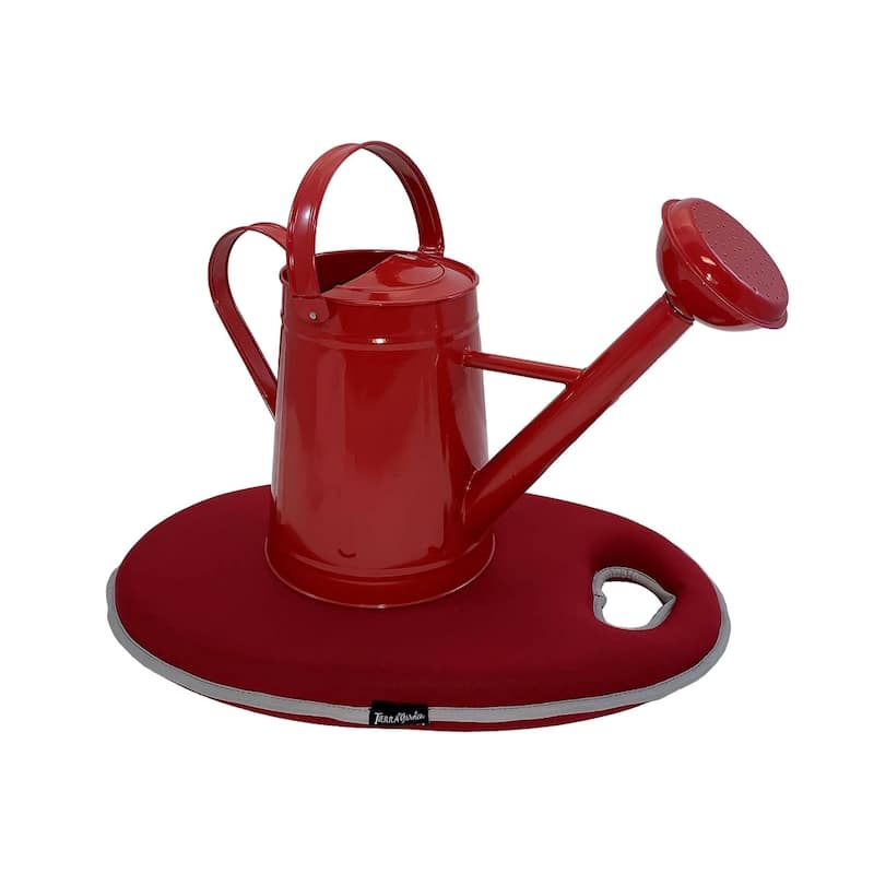 1.2 Gallon Traditional Metal Watering Can with 20"L x 12.25"W Memory Foam Kneeling Cushion