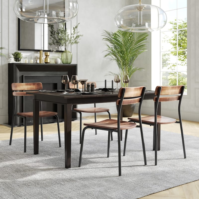Commercial Solid Wood Dining Chair with Frame and Antique Finish - 18.75"W x 20.75"D x 31.5"H
