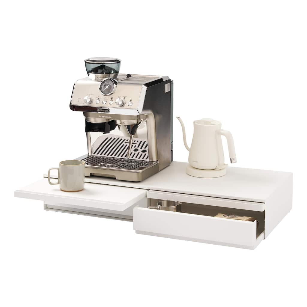 Yamazaki Home Countertop Drawer with Pull-Out Shelf - Wide, Steel - L 25.31 x W 31.5 x H 5.31 inches