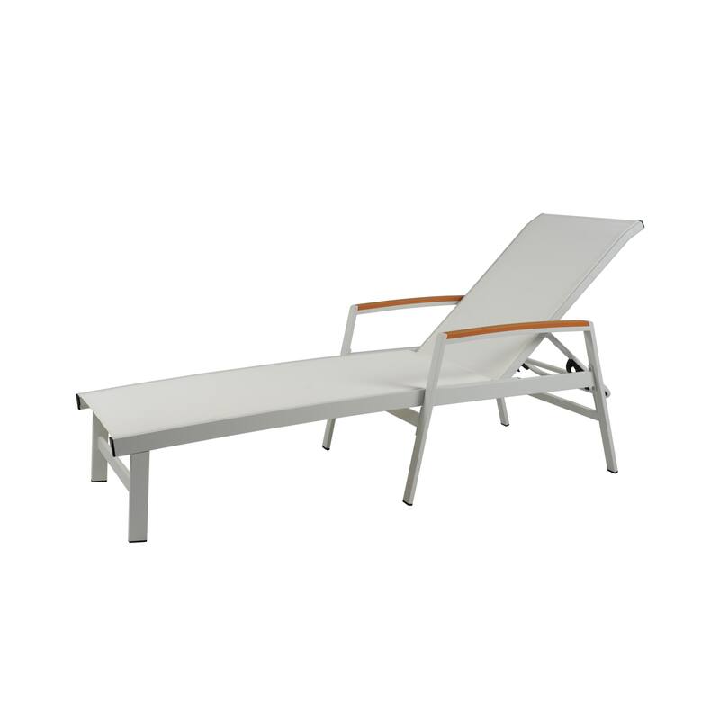 Roomfitters Oxton Outdoor Aluminum Chaise Lounge with Breathable Mesh Seat, Patio Recliner
