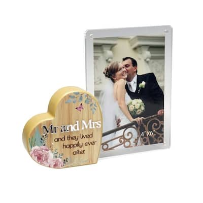 Heart With Text And Clear Photo Frame- Mr And Mrs Photo Frame
