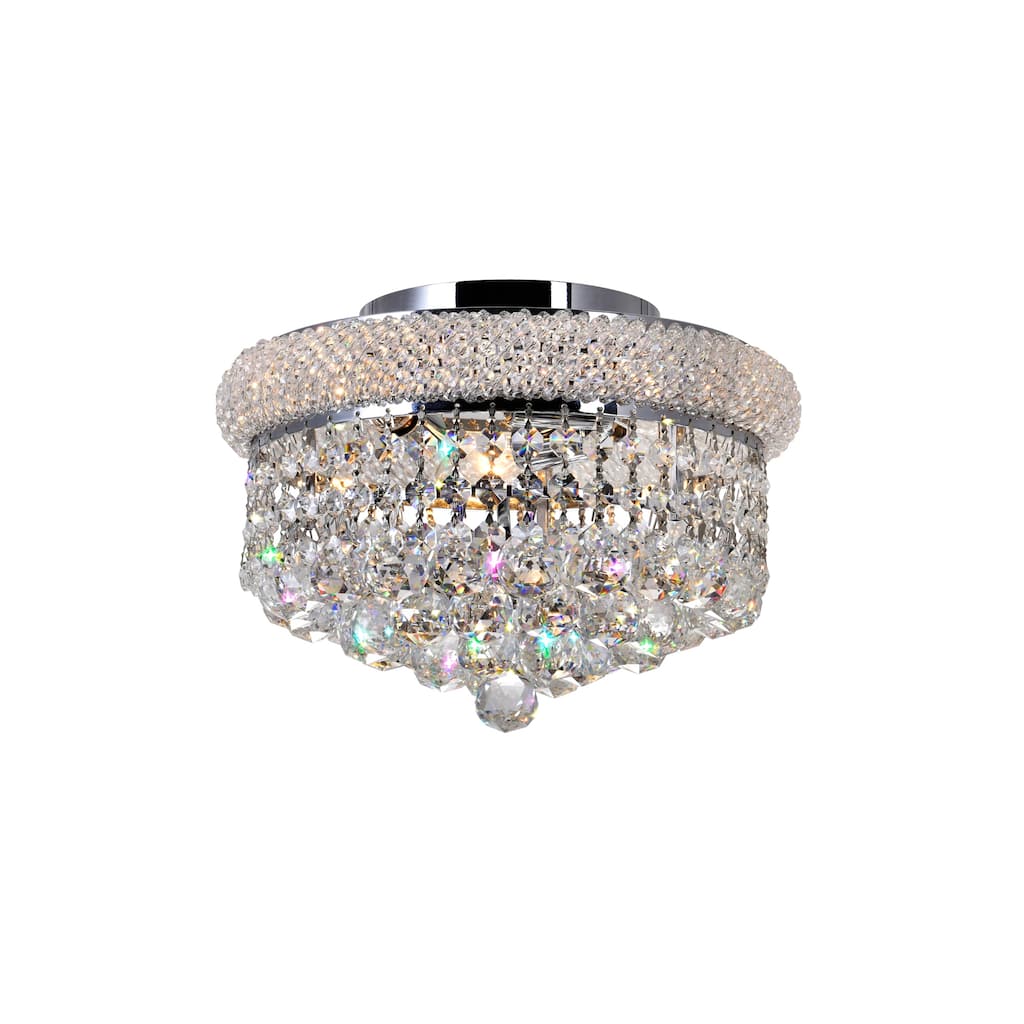 Empire 3 Light 12in Chrome Flush Mount with Crystals