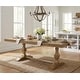 preview thumbnail 3 of 16, 74.8-inch Long Vintage Farmhouse Dining Table for 6-8 People,Sturdy Wooden Frame,Solid Wood Double Pedestal Legs Table-1set - Oak