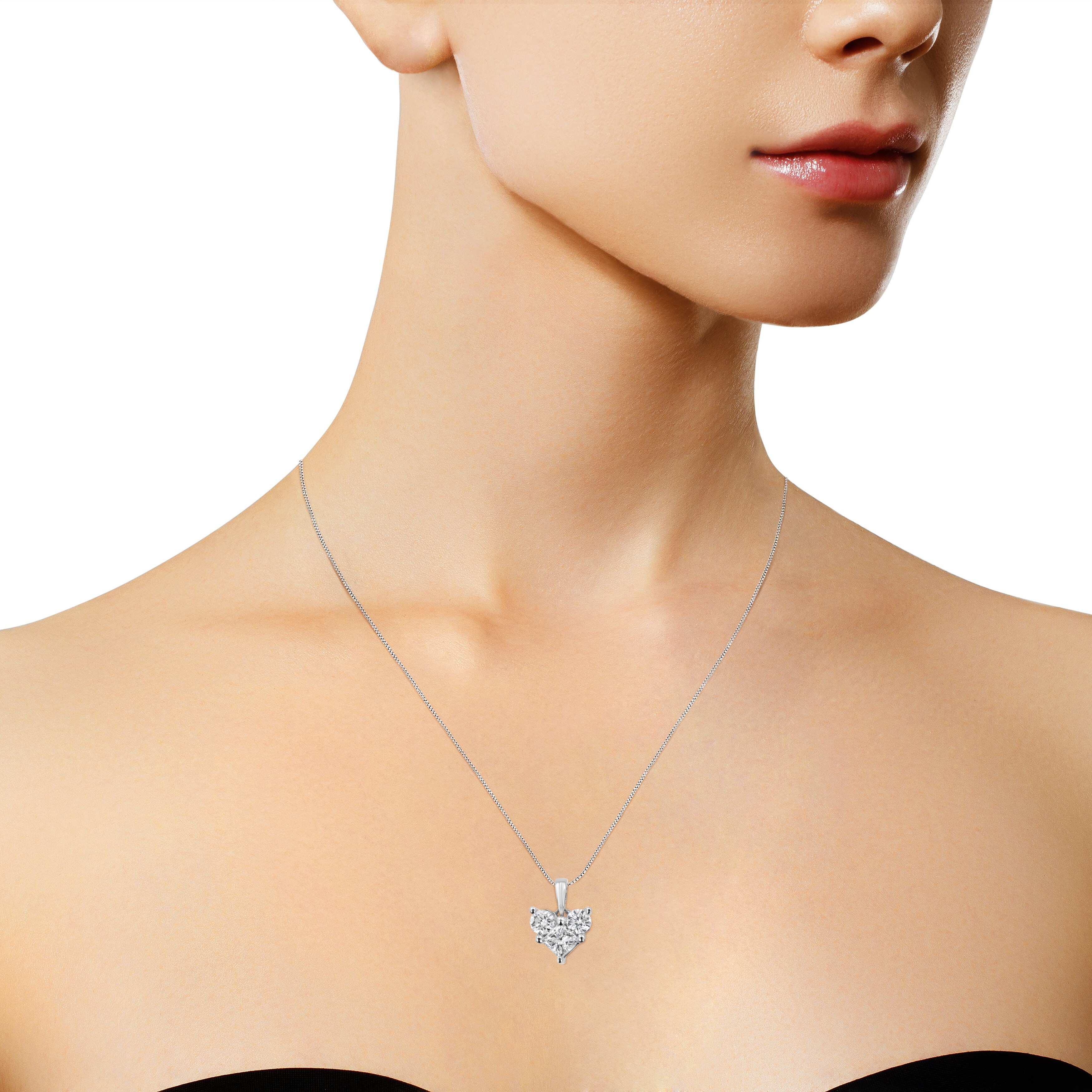10k White Gold 1 2 Cttw Round And Princess Cut Diamond Heart Shape 18 Pendant Necklace H I Color Si2 I1 Clarity White H I Overstock