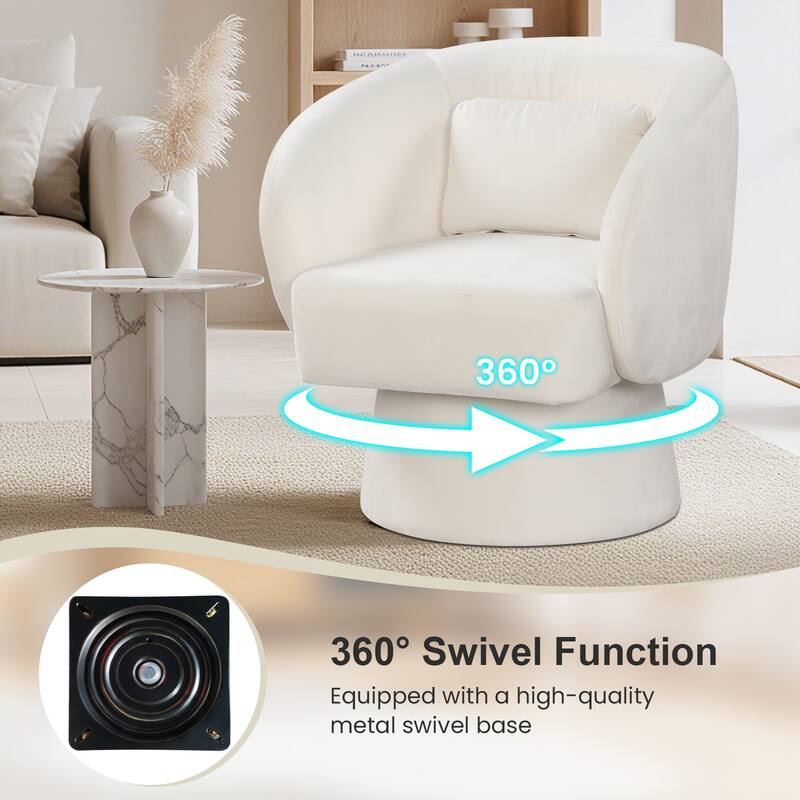 Gymax 2PCS Swivel Accent Chair w/ Back Removable Lumbar Pillow 360