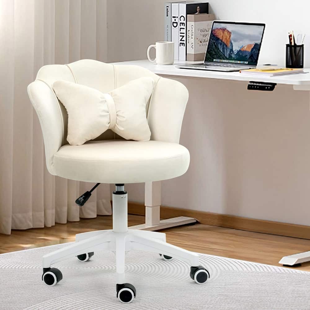 XINMICS Modern Velvet Task Chair 360 Swivel Adjustable Height Office Chair