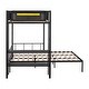 preview thumbnail 4 of 15, Black Twin over Full Size Metal Steel Bunk Bed with Shelves, Grid Panel, Sturdy Metal Bed Frame and Noise-free Wood Slats