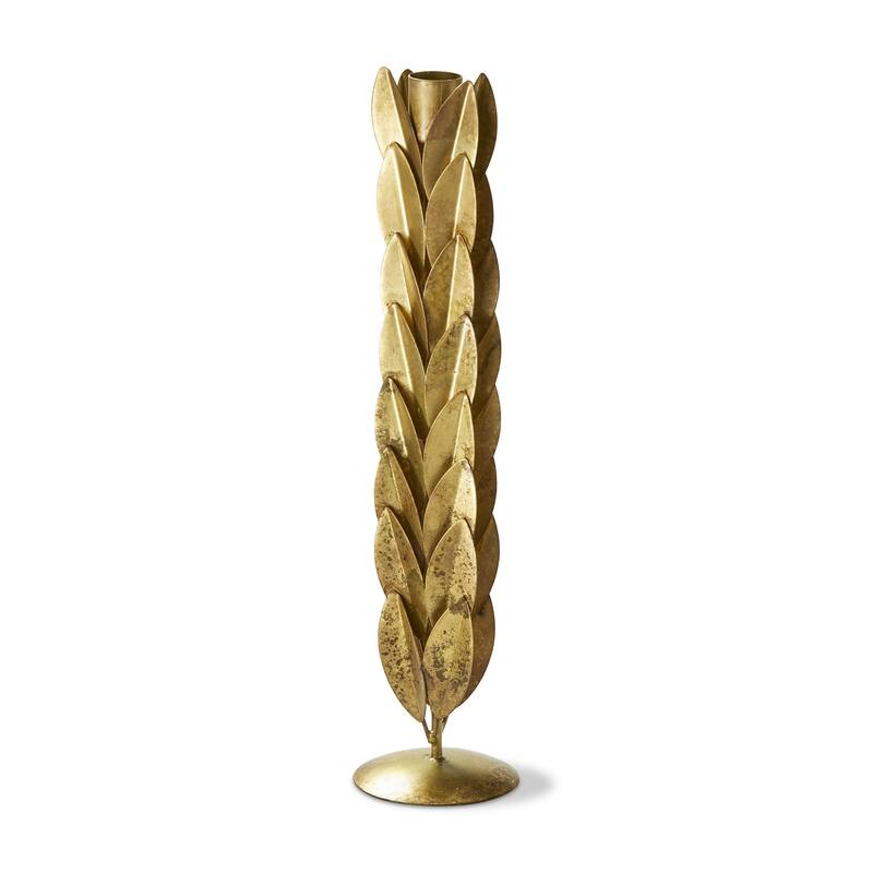 Orla Large Taper Holder - Antique Gold Iron Candle Holder for Straight Candles - 12.5" H x 3" L x 3" W