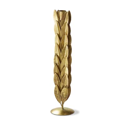 Orla Large Taper Holder - Antique Gold Iron Candle Holder for Straight Candles - 12.5" H x 3" L x 3" W