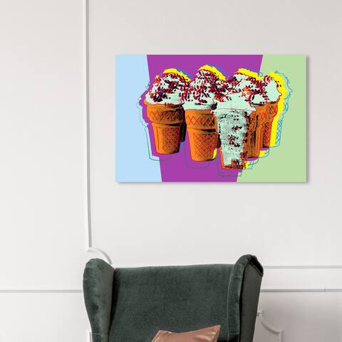 Wynwood Studio 'Classic Ice Cream' Food and Cuisine Wall Art Canvas Print Ice Cream and Milkshakes - Green, Purple