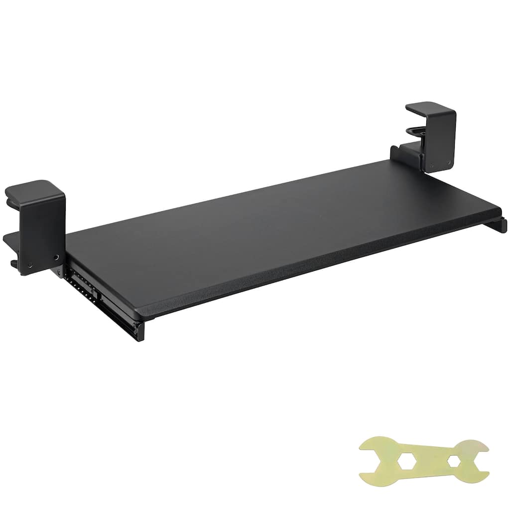 UIMOSO Clamp on Keyboard Tray Under Desk, Desk Keyboard Tray Slide out with Sturdy No-drill C Clamp Mount
