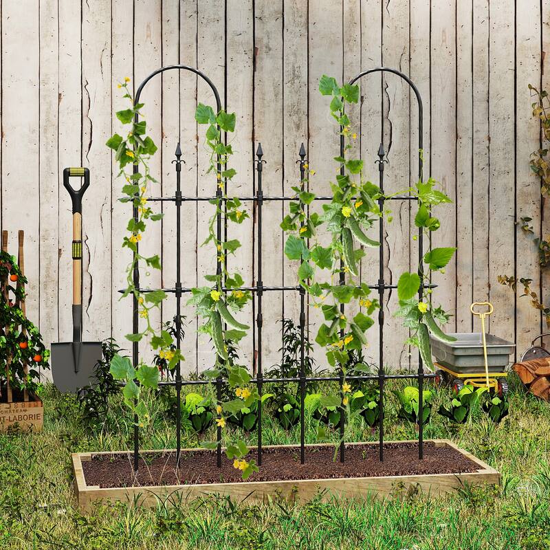 Gymax 58'' x 73'' Garden Trellis for Climbing Plants Rustproof Metal