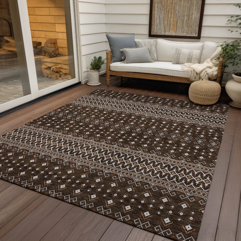 Machine Washable Indoor/ Outdoor Chantille Boho Morrocan Rug